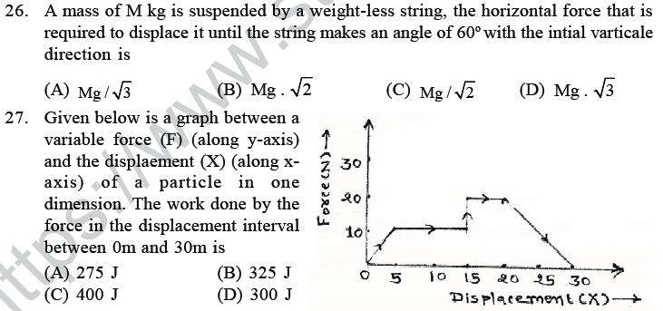 NEET UG Physics Work Energy MCQs, Multiple Choice Questions